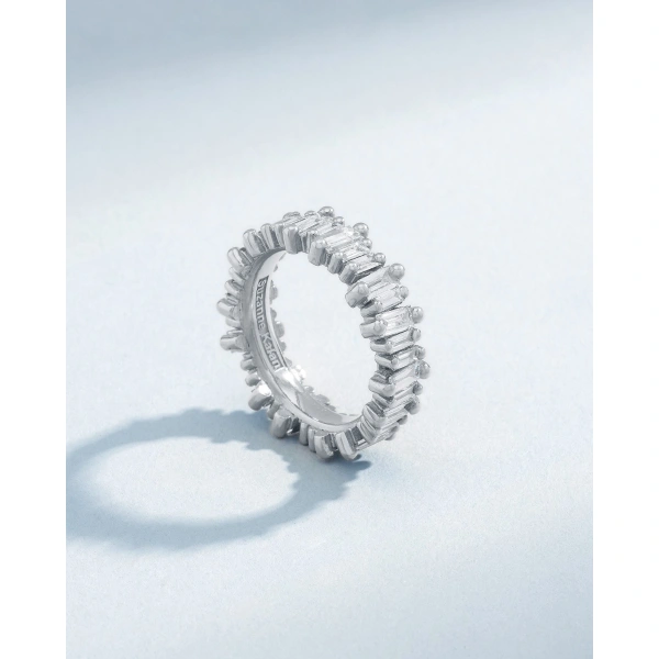 Suzanne Kalan Bold Diamond Eternity Band in 18K White Gold | Fine Rings | Coveti