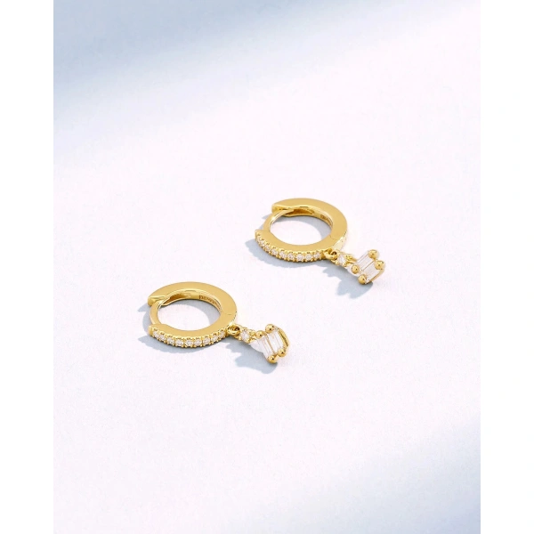 Suzanne Kalan Bold Diamond Huggie Drops in 18K Yellow Gold | Fine Earrings | Coveti