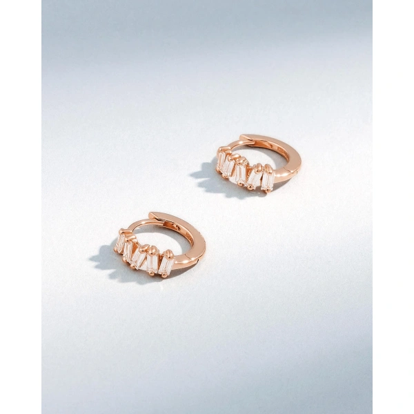 Suzanne Kalan Bold Diamond Huggies in 18K Rose Gold | Fine Earrings | Coveti