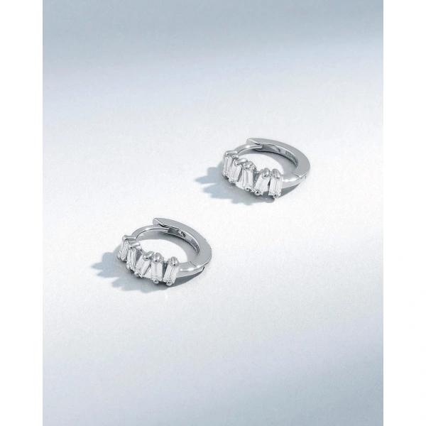Suzanne Kalan Bold Diamond Huggies in 18K White Gold | Fine Earrings | Coveti