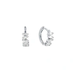 Suzanne Kalan Bold Diamond Huggies in 18K White Gold | Fine Earrings | Coveti