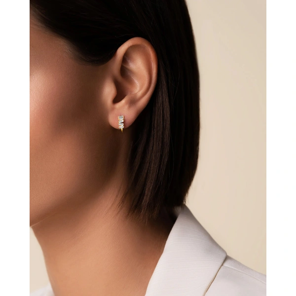 Suzanne Kalan Bold Diamond Huggies in 18K Yellow Gold | Fine Earrings | Coveti