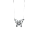 Suzanne Kalan Bold Diamond Small Butterfly Pendant in 18K White Gold | Fine Necklaces | Coveti