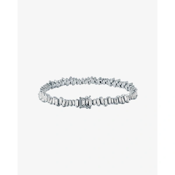 Suzanne Kalan Bold Diamond Tennis Bracelet in 18K White Gold | Fine Bracelets | Coveti