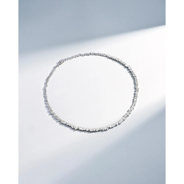 Suzanne Kalan Bold Diamond Tennis Necklace in 18K White Gold | Fine Necklaces | Coveti