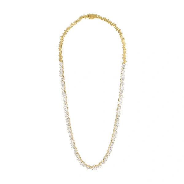 Suzanne Kalan Bold Diamond Tennis Necklace in 18K Yellow Gold | Fine Necklaces | Coveti