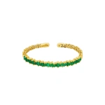 Suzanne Kalan Bold Emerald Bangle in 18K Yellow Gold | Fine Bracelets | Coveti