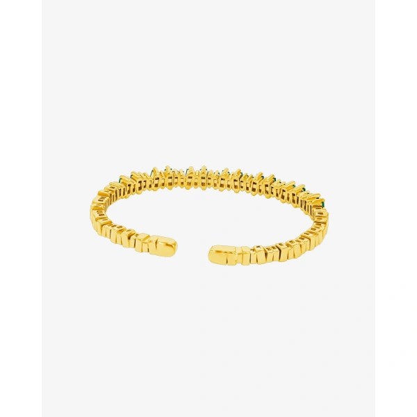 Suzanne Kalan Bold Emerald Bangle in 18K Yellow Gold | Fine Bracelets | Coveti