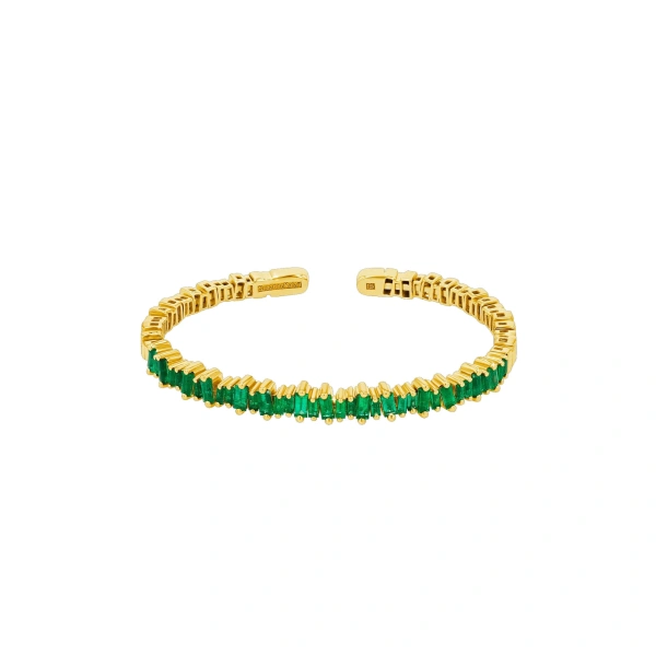 Bold Emerald Bangle in 18K Yellow Gold