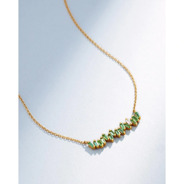 Suzanne Kalan Bold Emerald Bar Pendant in 18K Yellow Gold | Fine Necklaces | Coveti