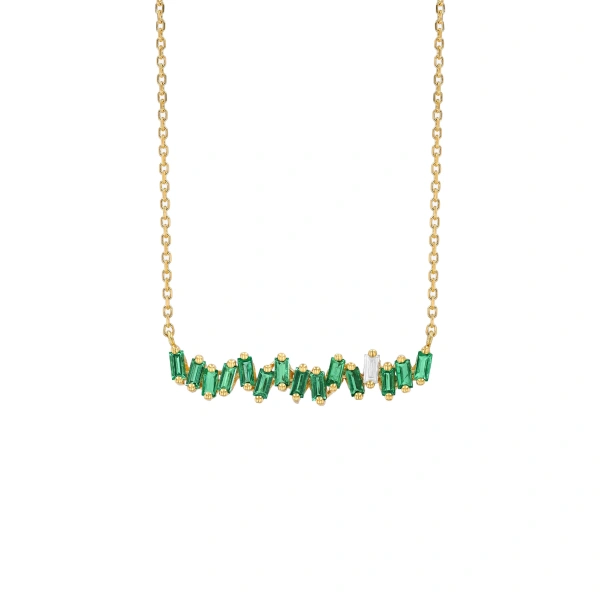 Bold Emerald Bar Pendant in 18K Yellow Gold