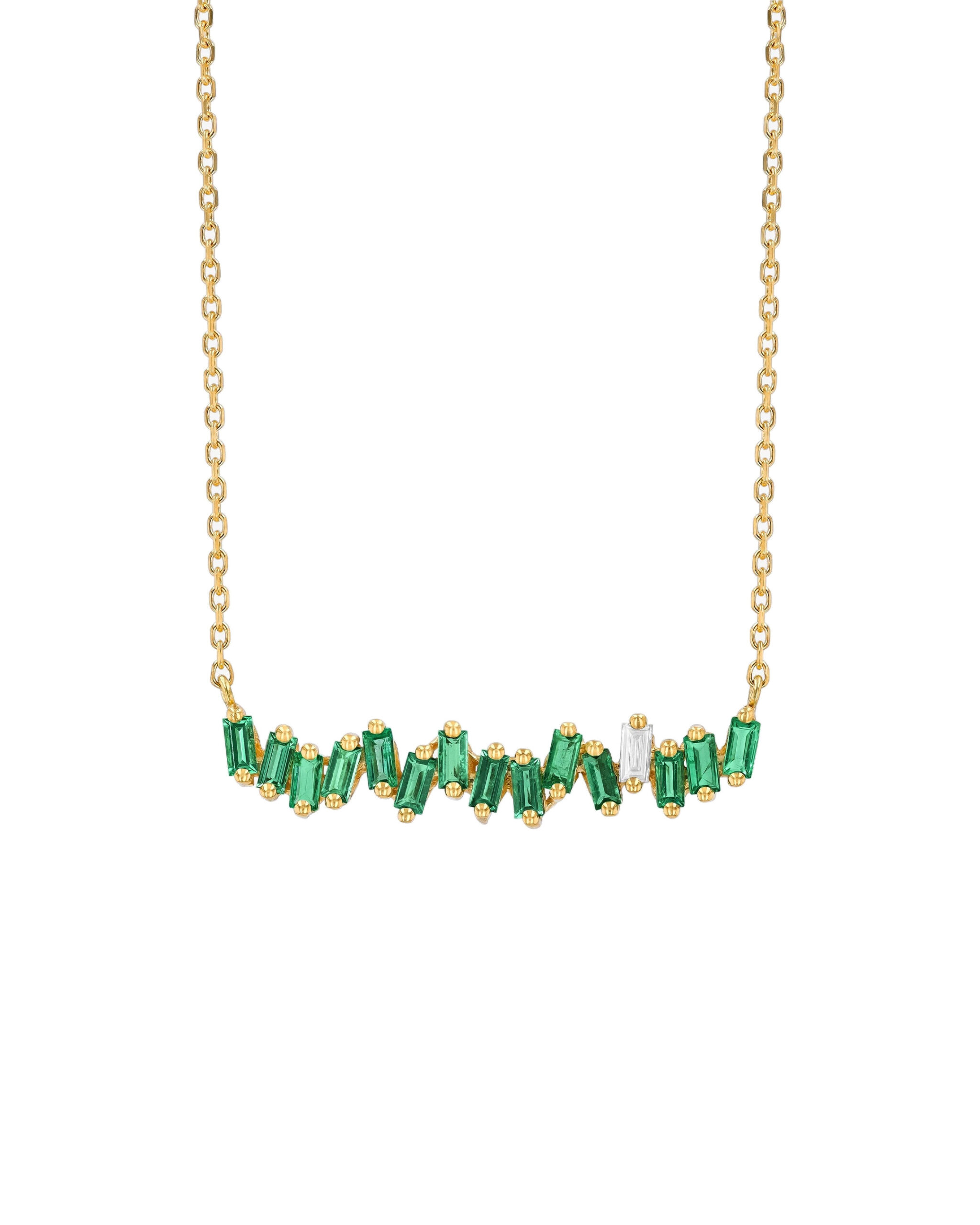 Suzanne Kalan Bold Emerald Bar Pendant in 18K Yellow Gold Suzanne Kalan Bold Emerald Bar Pendant in 18K Yellow Gold | Fine Necklaces | Coveti