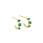 Suzanne Kalan Bold Emerald Barbwire Mini Hoops in 18K Yellow Gold | Fine Earrings | Coveti