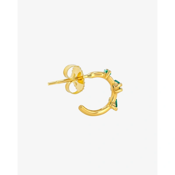 Suzanne Kalan Bold Emerald Barbwire Mini Hoops in 18K Yellow Gold | Fine Earrings | Coveti