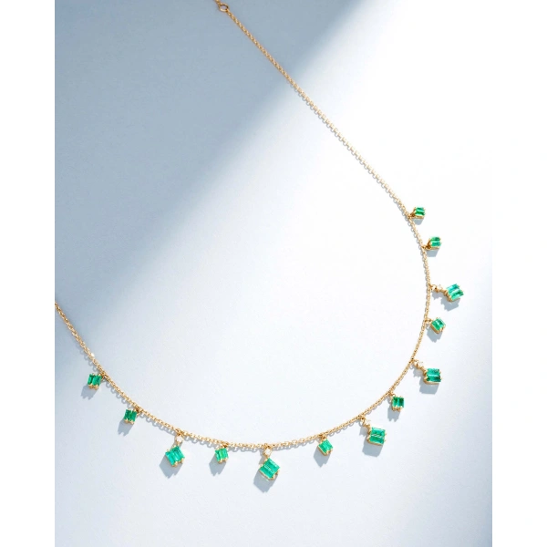 Suzanne Kalan Bold Emerald Cascade Necklace in 18K Yellow Gold | Fine Necklaces | Coveti