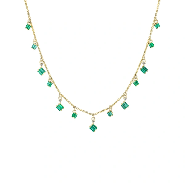 Bold Emerald Cascade Necklace in 18K Yellow Gold