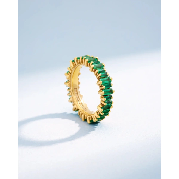 Suzanne Kalan Bold Emerald Eternity Band in 18K Yellow Gold | Fine Rings | Coveti