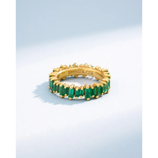 Suzanne Kalan Bold Emerald Eternity Band in 18K Yellow Gold | Fine Rings | Coveti