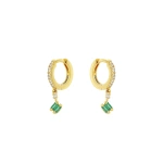 Suzanne Kalan Bold Emerald Huggie Drops in 18K Yellow Gold | Fine Earrings | Coveti