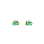 Suzanne Kalan Bold Emerald Mini Studs in 18K Yellow Gold | Fine Earrings | Coveti