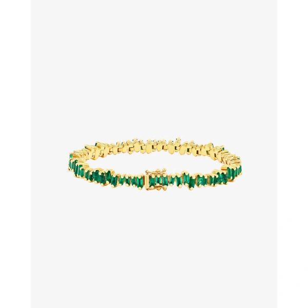 Suzanne Kalan Bold Emerald Tennis Bracelet in 18K Yellow Gold | Fine Bracelets | Coveti