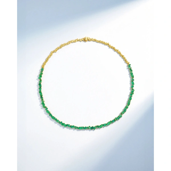 Suzanne Kalan Bold Emerald Tennis Necklace in 18K Yellow Gold | Fine Necklaces | Coveti