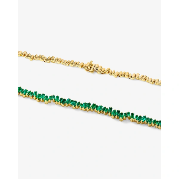 Suzanne Kalan Bold Emerald Tennis Necklace in 18K Yellow Gold | Fine Necklaces | Coveti