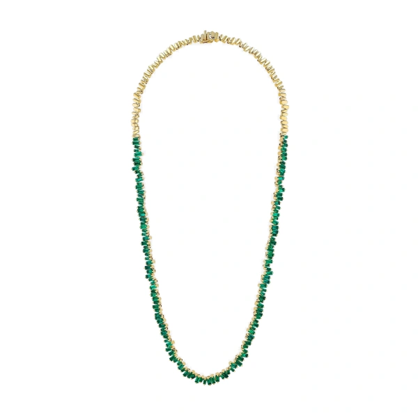 Suzanne Kalan Bold Emerald Tennis Necklace in 18K Yellow Gold | Fine Necklaces | Coveti