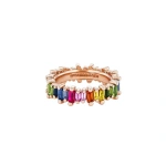 Suzanne Kalan Bold Eternity Band in 18K Rose Gold, Rainbow Sapphire | Fine Rings | Coveti
