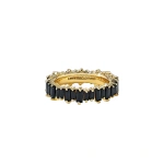 Suzanne Kalan Bold Eternity Band in 18K Yellow Gold, Black Sapphire | Fine Rings | Coveti