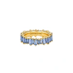 Suzanne Kalan Bold Eternity Band in 18K Yellow Gold, Light Blue Sapphire | Fine Rings | Coveti