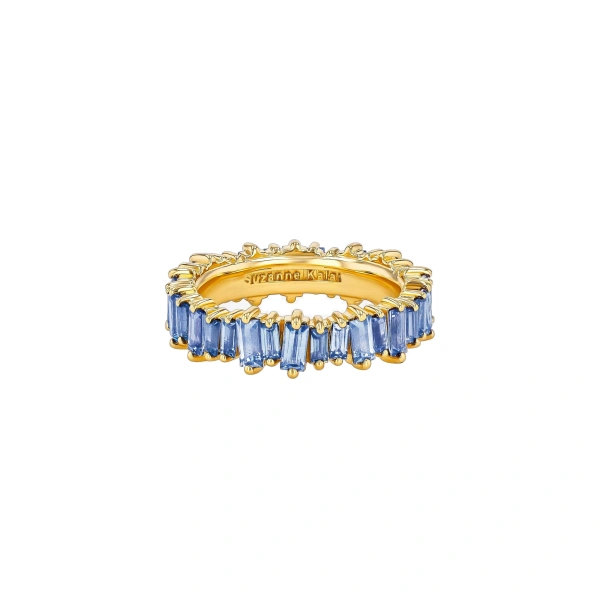 Suzanne Kalan Bold Eternity Band in 18K Yellow Gold, Light Blue Sapphire | Fine Rings | Coveti