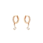 Suzanne Kalan Bold Huggie Drops in 18K Rose Gold | Fine Earrings | Coveti