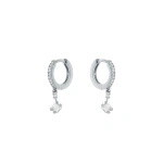 Suzanne Kalan Bold Huggie Drops in 18K White Gold | Fine Earrings | Coveti