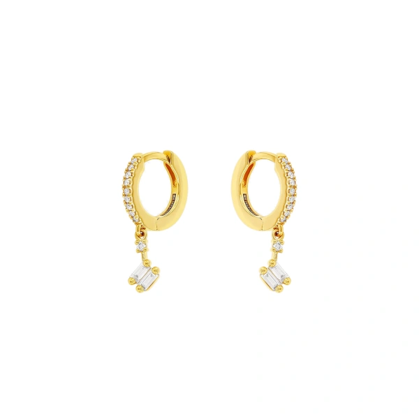 Suzanne Kalan Bold Huggie Drops in 18K Yellow Gold | Fine Earrings | Coveti
