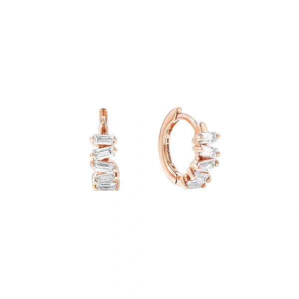 Suzanne Kalan Bold Huggies in 18K Rose Gold | Fine Earrings | Coveti