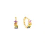 Suzanne Kalan Bold Huggies in 18K Yellow Gold, Pastel Sapphire | Fine Earrings | Coveti