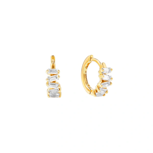Suzanne Kalan Bold Huggies in 18K Yellow Gold | Fine Earrings | Coveti