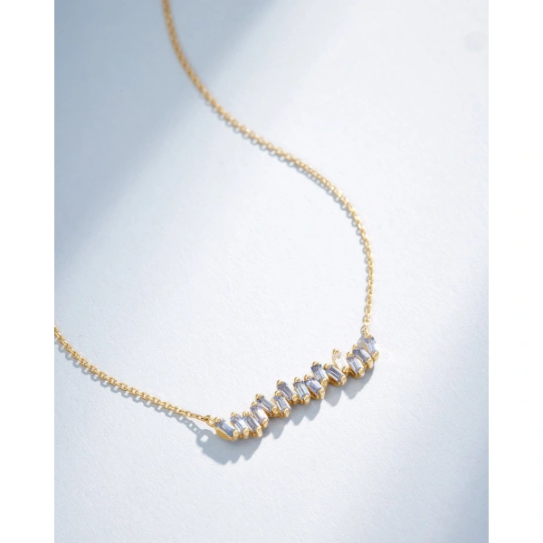 Suzanne Kalan Bold Light Blue Sapphire Bar Pendant in 18K Yellow Gold | Fine Necklaces | Coveti