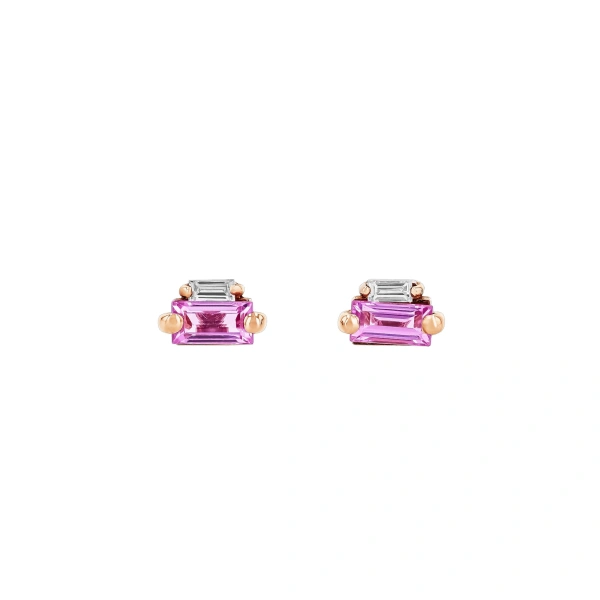 Bold Mini Studs in 18K Rose Gold, Pink Sapphire
