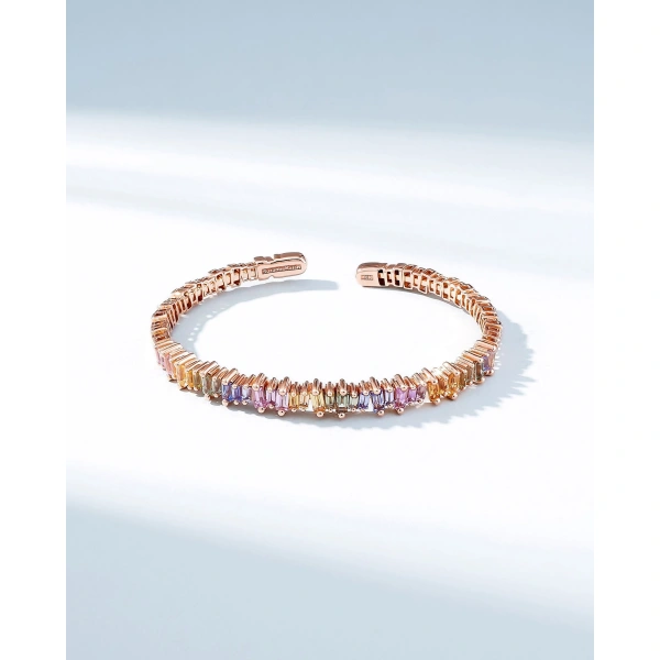 Suzanne Kalan Bold Pastel Sapphire Bangle in 18K Rose Gold | Fine Bracelets | Coveti