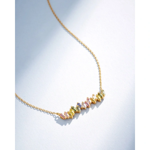 Suzanne Kalan Bold Pastel Sapphire Bar Pendant in 18K Yellow Gold | Fine Necklaces | Coveti