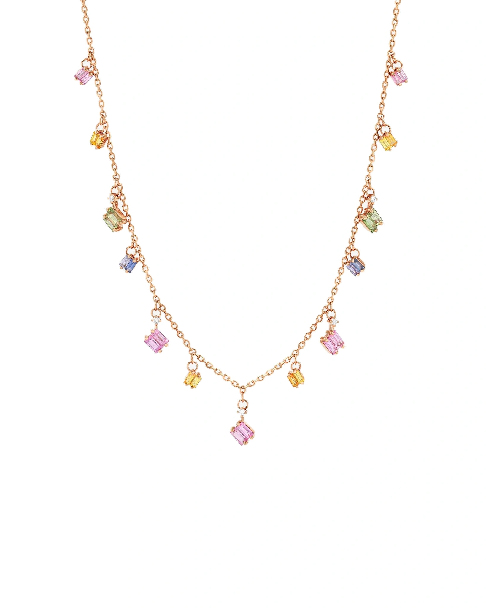 Suzanne Kalan Bold Pastel Sapphire Cascade Necklace in 18K Rose Gold Suzanne Kalan Bold Pastel Sapphire Cascade Necklace in 18K Rose Gold | Fine Necklaces | Coveti