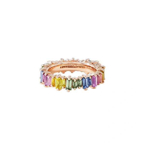 Suzanne Kalan Bold Pastel Sapphire Eternity Band in 18K Rose Gold | Fine Rings | Coveti