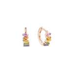 Suzanne Kalan Bold Pastel Sapphire Huggies in 18K Rose Gold | Fine Earrings | Coveti