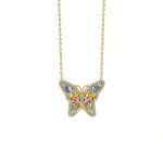 Suzanne Kalan Bold Pastel Sapphire Small Butterfly Pendant in 18K Yellow Gold | Fine Necklaces | Coveti