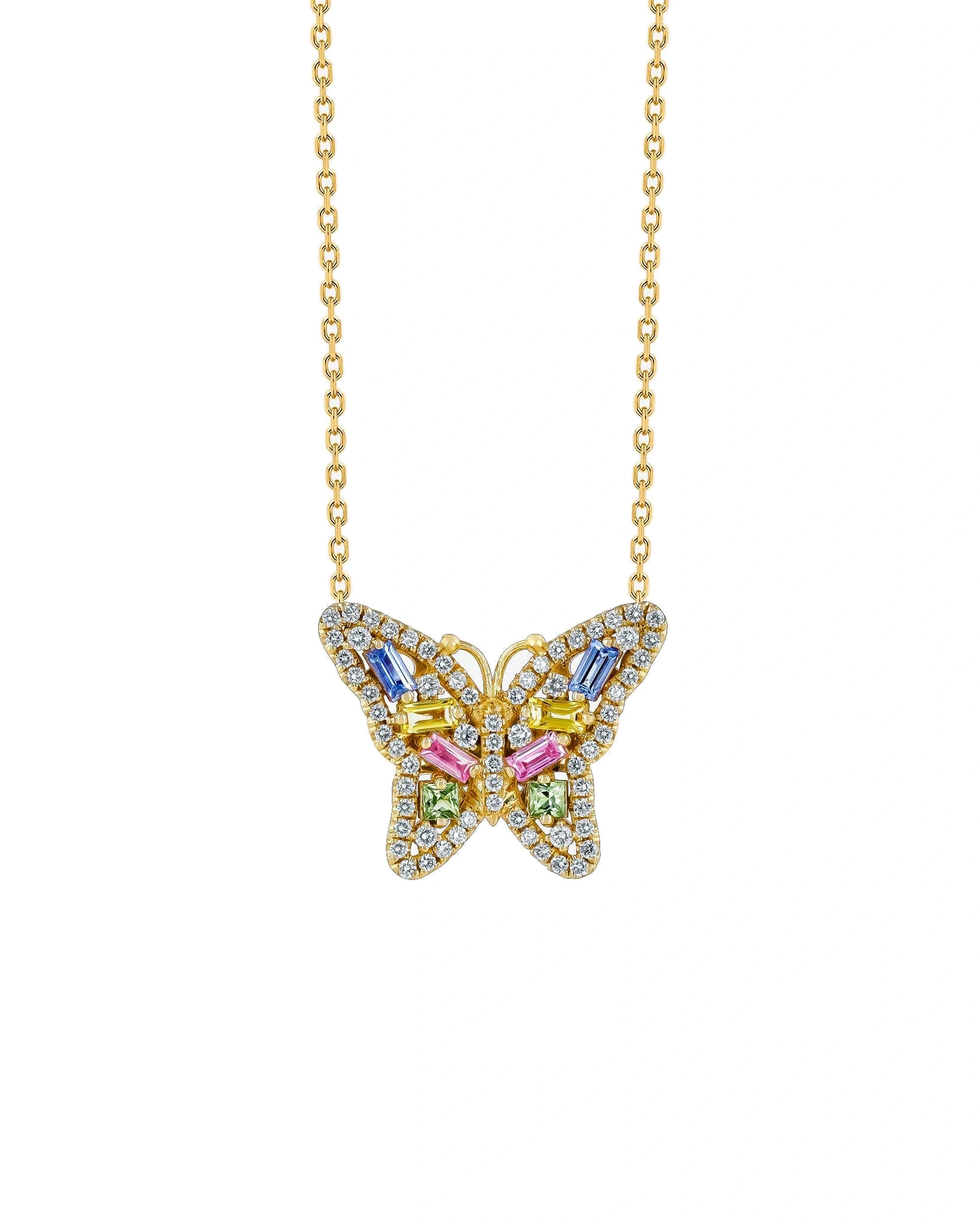 Suzanne Kalan Bold Pastel Sapphire Small Butterfly Pendant in 18K Yellow Gold Suzanne Kalan Bold Pastel Sapphire Small Butterfly Pendant in 18K Yellow Gold | Fine Necklaces | Coveti