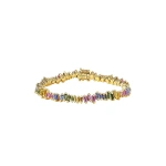Suzanne Kalan Bold Pastel Sapphire Tennis Bracelet in 18K Yellow Gold | Fine Bracelets | Coveti