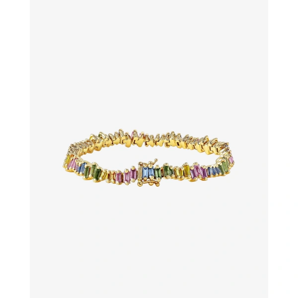 Suzanne Kalan Bold Pastel Sapphire Tennis Bracelet in 18K Yellow Gold | Fine Bracelets | Coveti
