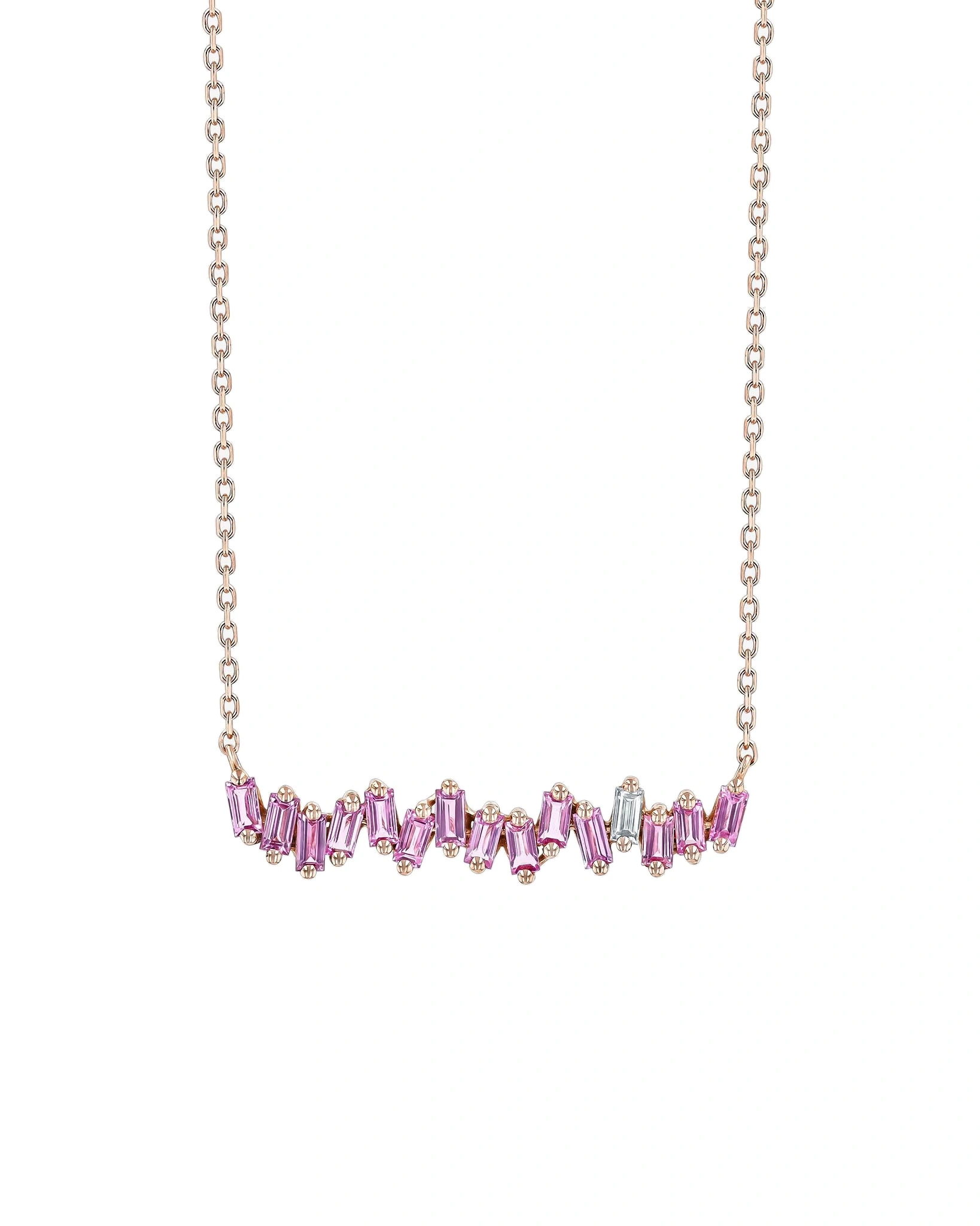 Suzanne Kalan Bold Pink Sapphire Bar Pendant in 18K Rose Gold Suzanne Kalan Bold Pink Sapphire Bar Pendant in 18K Rose Gold | Fine Necklaces | Coveti